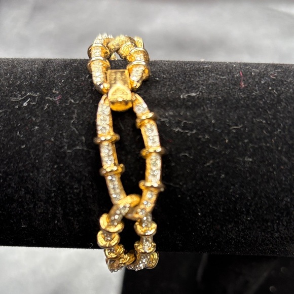 Kenneth Jay Lane Gold and Silver Bamboo Bracelet - Picture 6 of 8